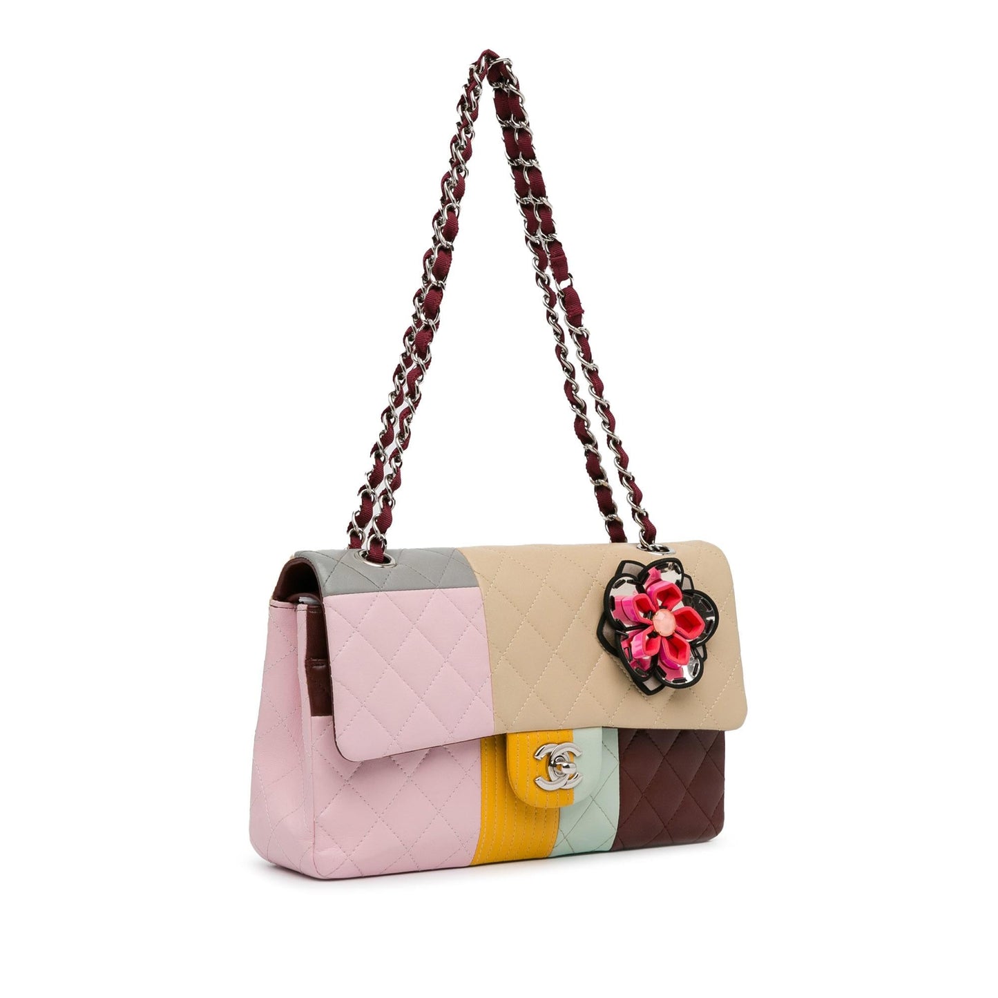 Chanel Medium Classic Color Block Lambskin Flower Double Flap (SHG-4vq8ym) Shoulder Bag