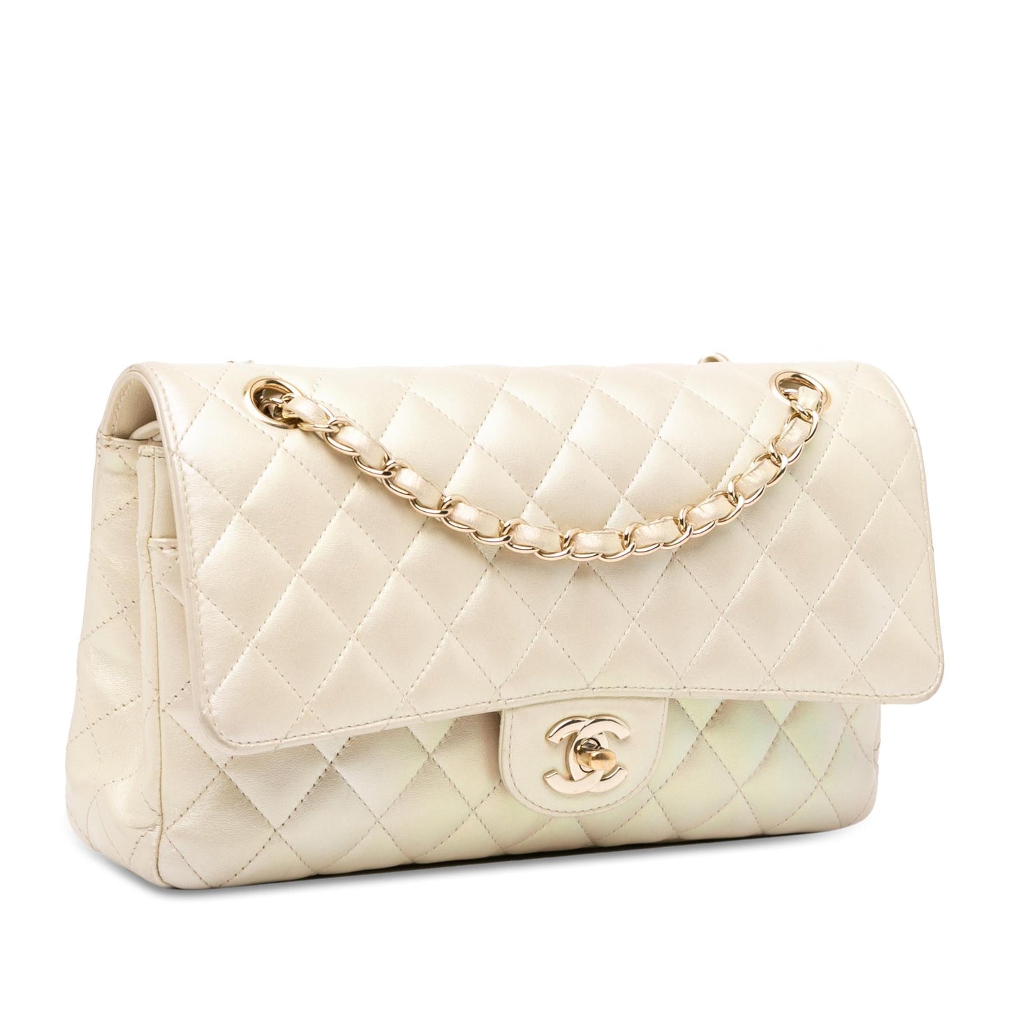 Chanel Medium Classic Iridescent Lambskin Double Flap (SHG-kXZTzR) Shoulder Bag