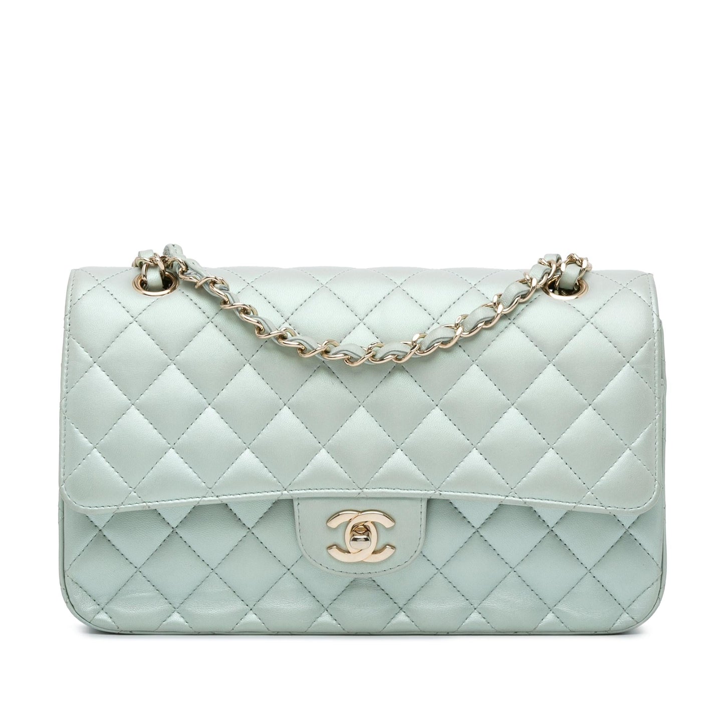 Chanel Medium Classic Iridescent Lambskin Double Flap (SHG-Ob6y5v) Shoulder Bag