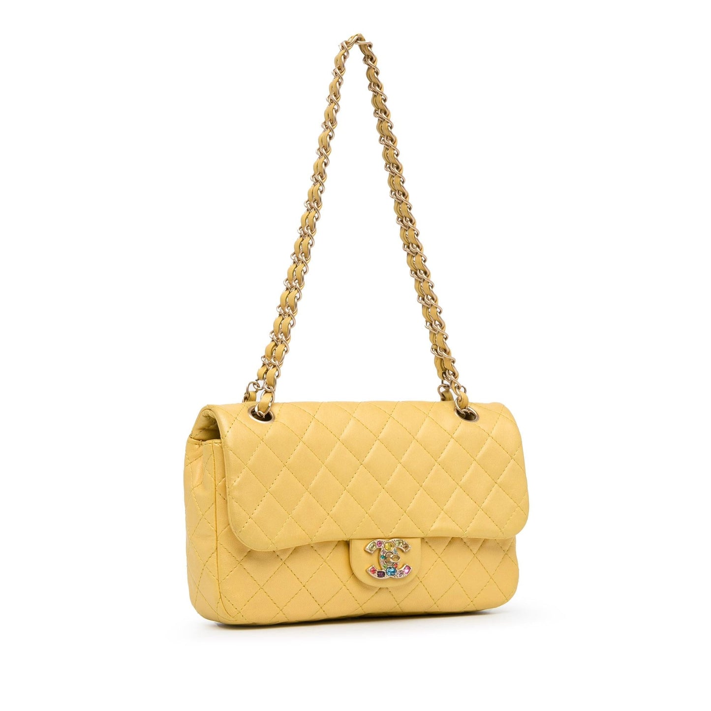 Chanel Medium Classic Lambskin Precious Jewel Single Flap (SHG-lt3YtA) Shoulder Bag