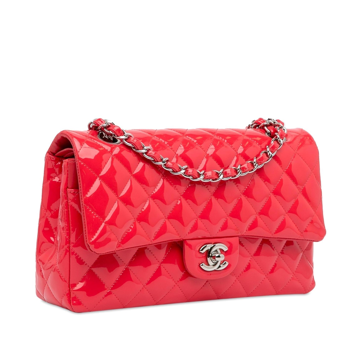 Chanel Medium Classic Patent Double Flap (SHG-GlJ0xg) Shoulder Bag
