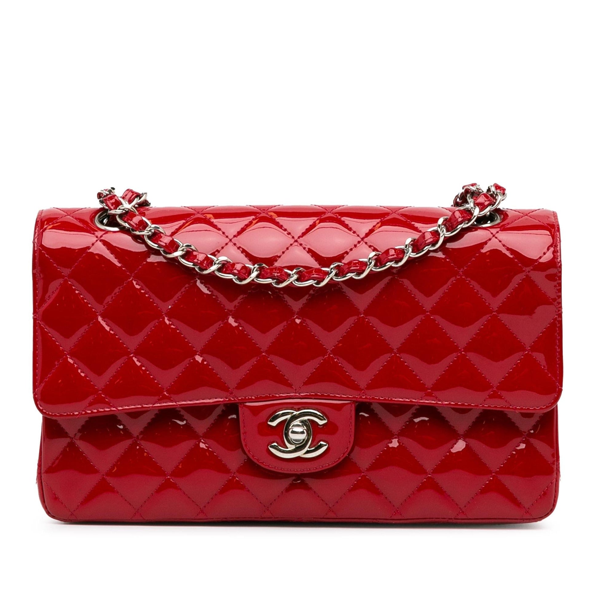 Chanel Medium Classic Patent Double Flap (SHG-3RWLQC) Shoulder Bag