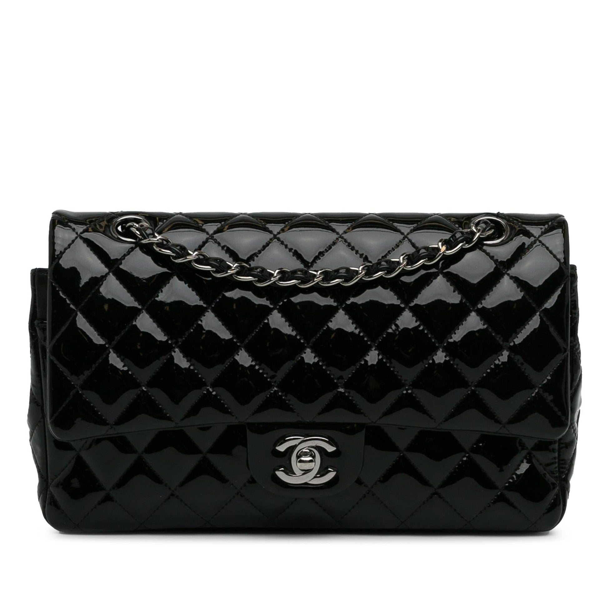 Chanel Medium Classic Patent Double Flap (SHG-cHqlRZ) Shoulder Bag