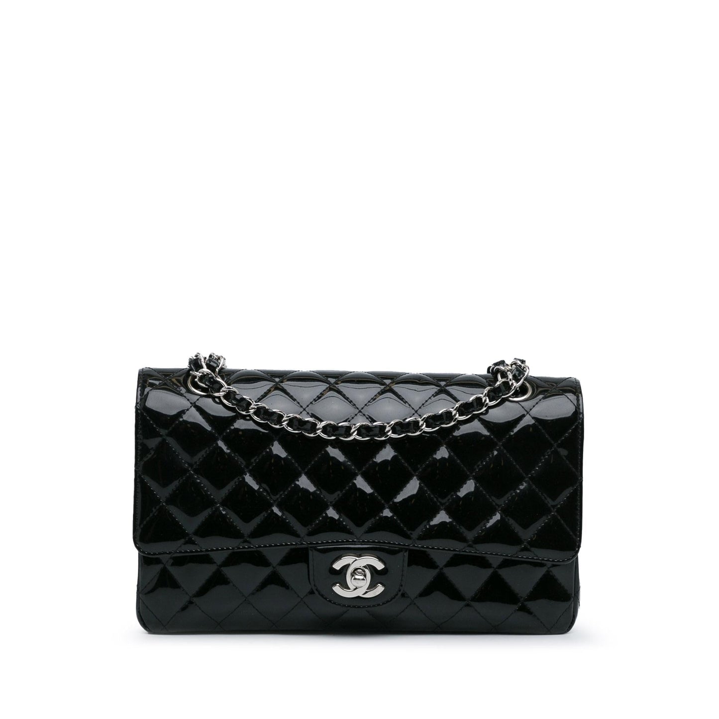 Chanel Medium Classic Patent Double Flap (SHG-YMfskG) Shoulder Bag
