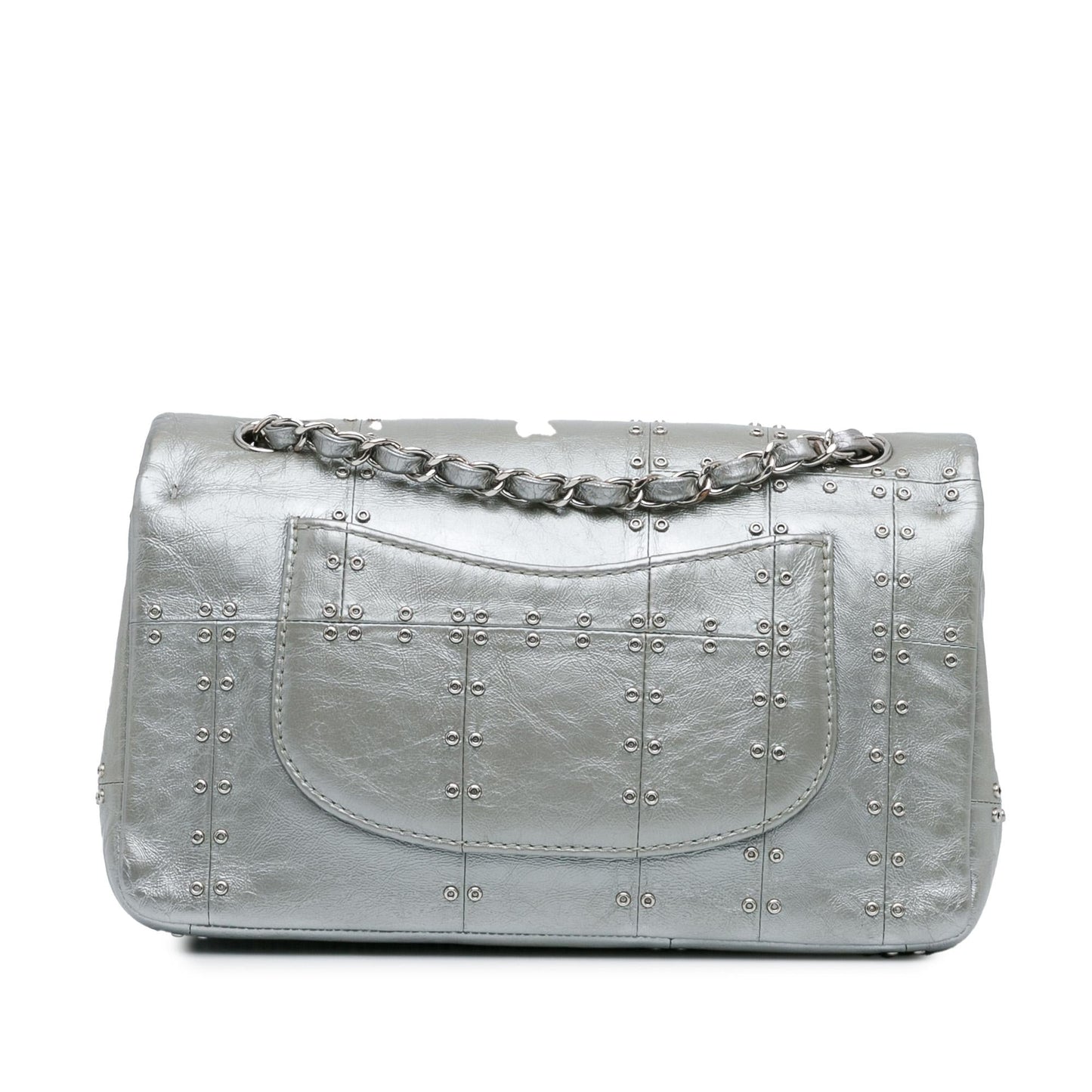 Chanel Medium Glazed Calfskin Grommet Embellished Airline Double Flap (SHG-3ngMjI) Shoulder Bag