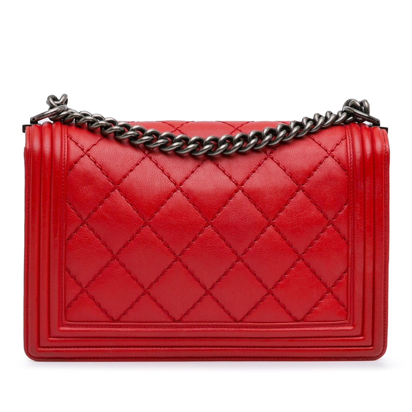 Chanel Medium Lambskin Double Stitch Boy Flap (SHG-HDDAJQ) Shoulder Bag