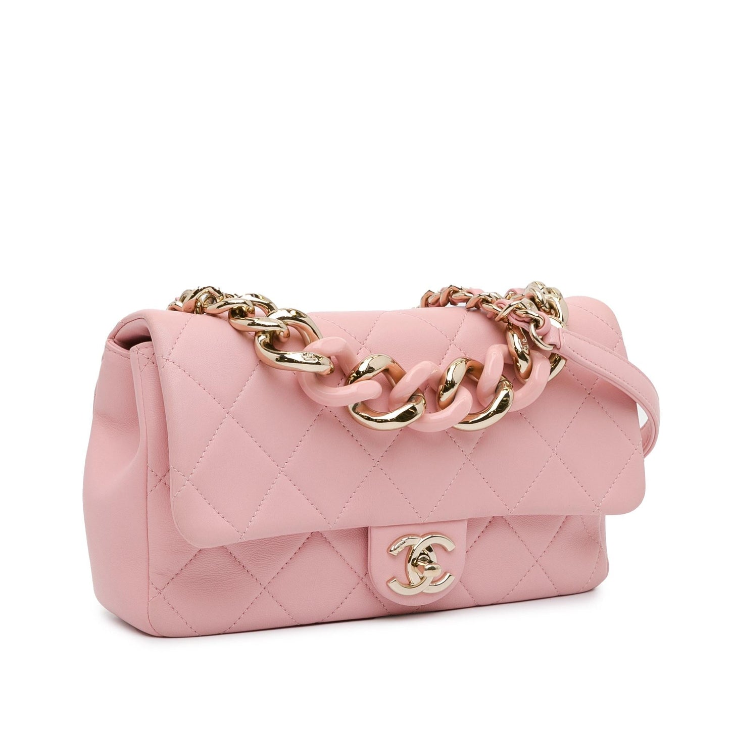 Chanel Medium Lambskin Elegant Chain Single Flap (SHG-QrQefy) Shoulder Bag
