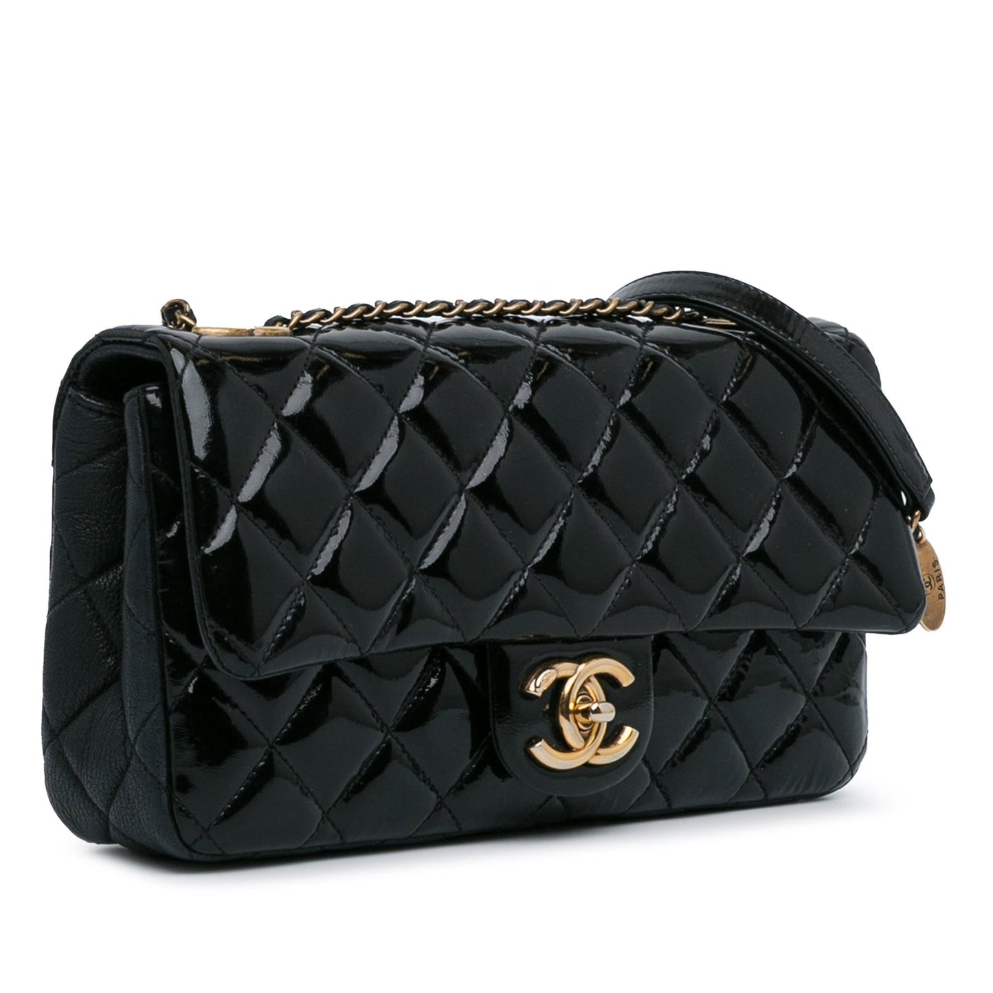 Chanel Medium Patent Goatskin CC Eyelet Flap (SHG-Et4xHu) Crossbody