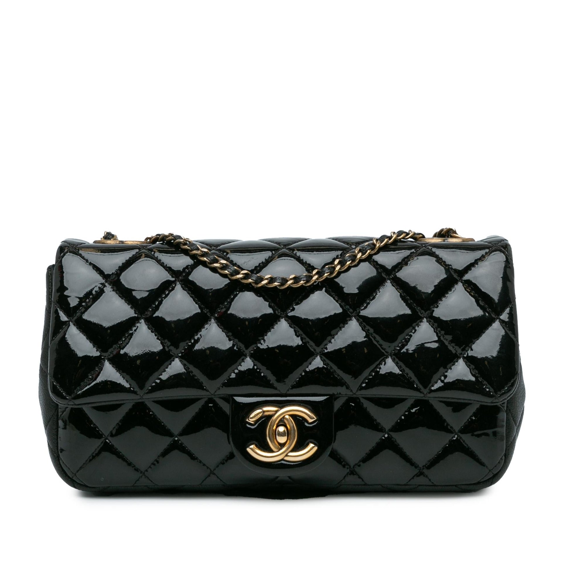 Chanel Medium Patent Goatskin CC Eyelet Flap (SHG-Xldzli) Crossbody