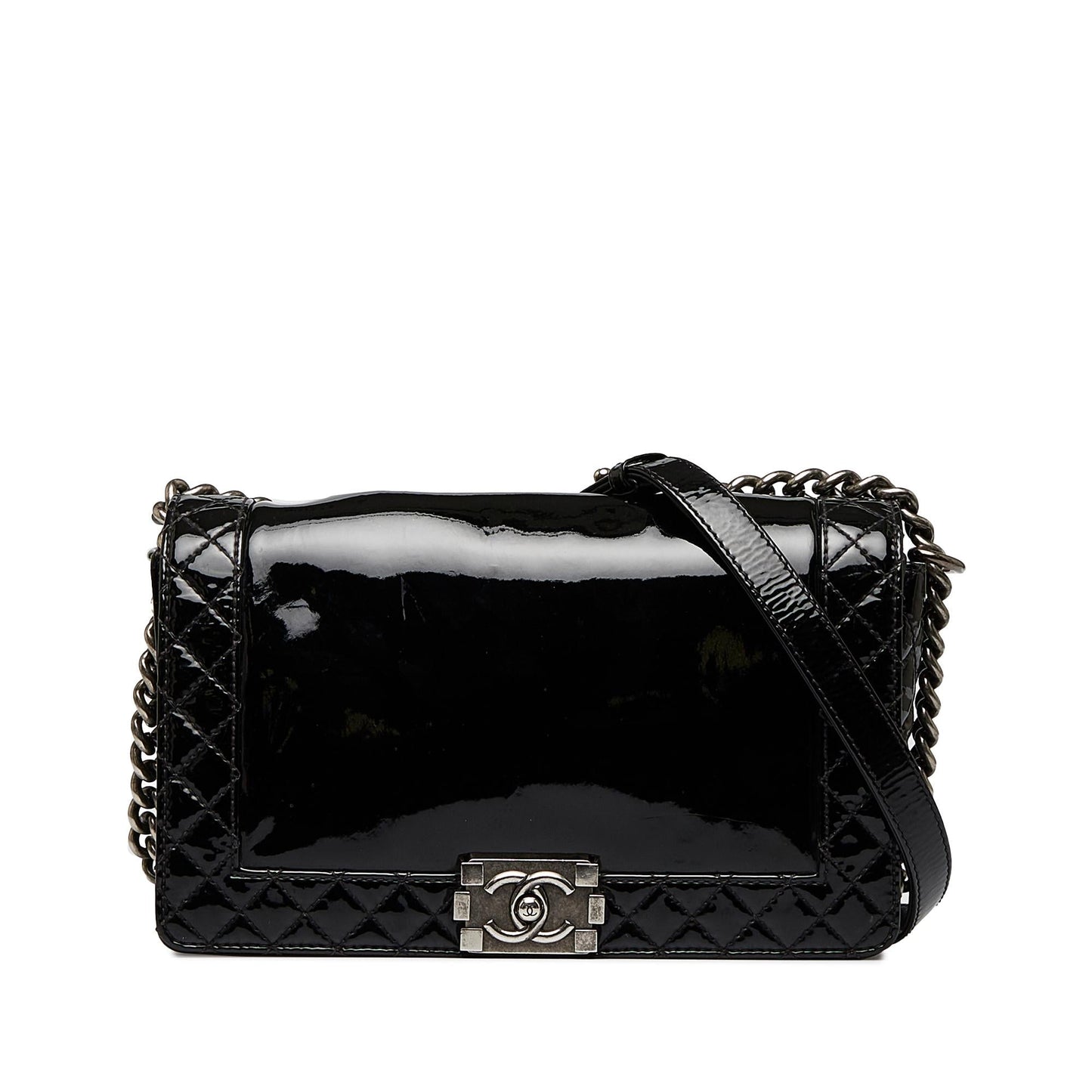 Chanel Medium Patent Reverso Boy Flap (SHG-uvsh6E) Crossbody
