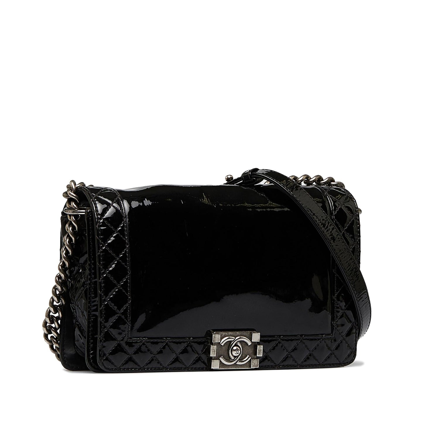 Chanel Medium Patent Reverso Boy Flap (SHG-uvsh6E) Crossbody