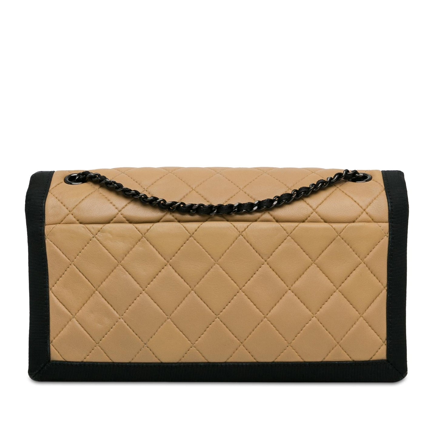 Chanel Medium Quilted Lambskin Grosgrain Two Tone Flap (SHG-DMF9AJ) Shoulder Bag