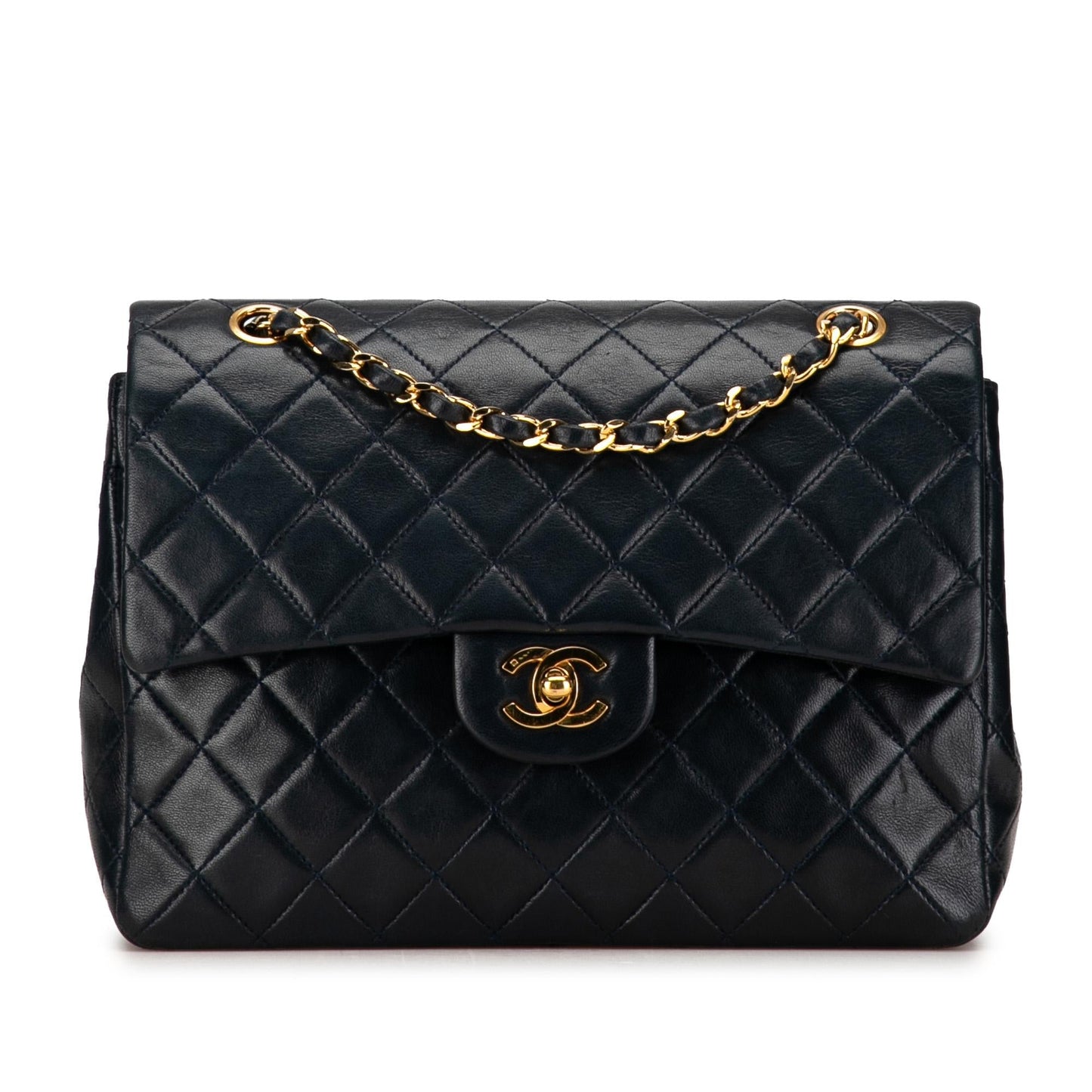 Chanel Medium Tall Classic Lambskin Double Flap (SHG-GtveFH) Shoulder Bag