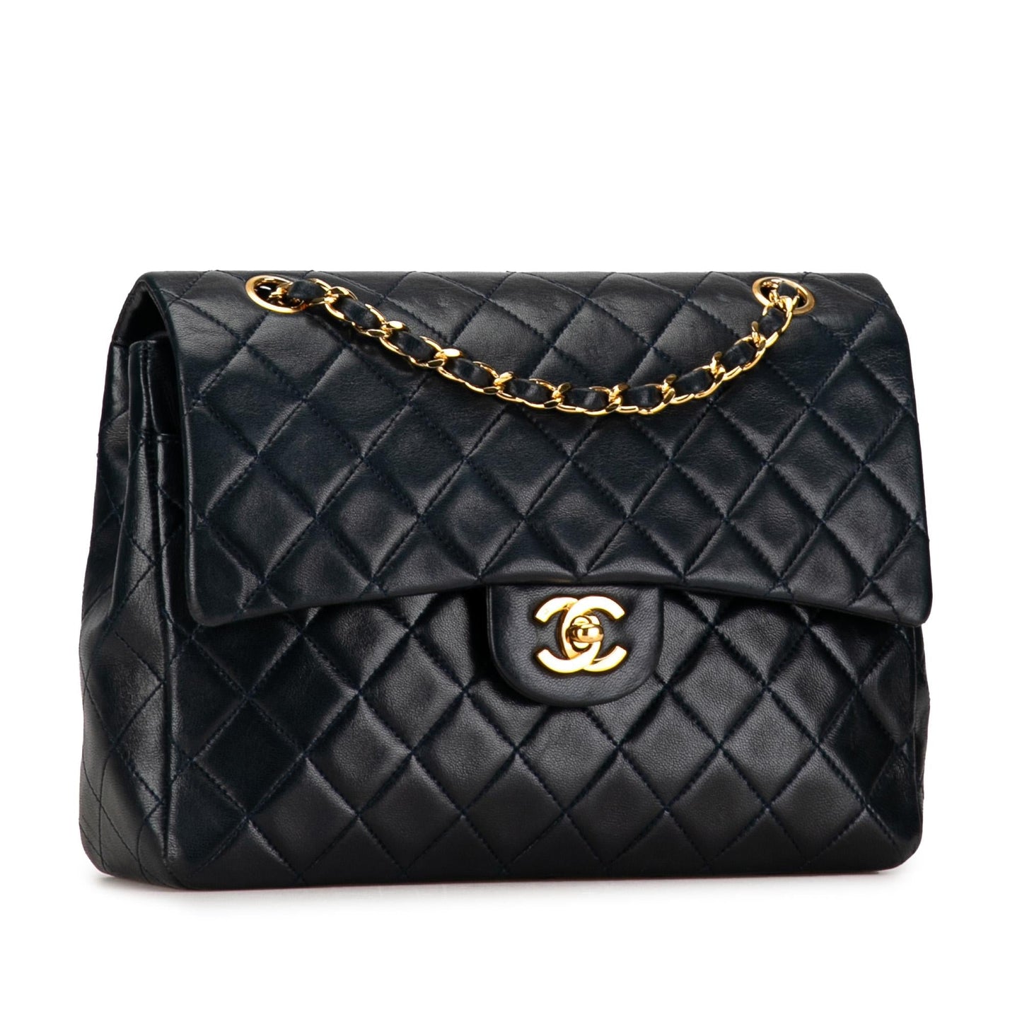 Chanel Medium Tall Classic Lambskin Double Flap (SHG-GtveFH) Shoulder Bag