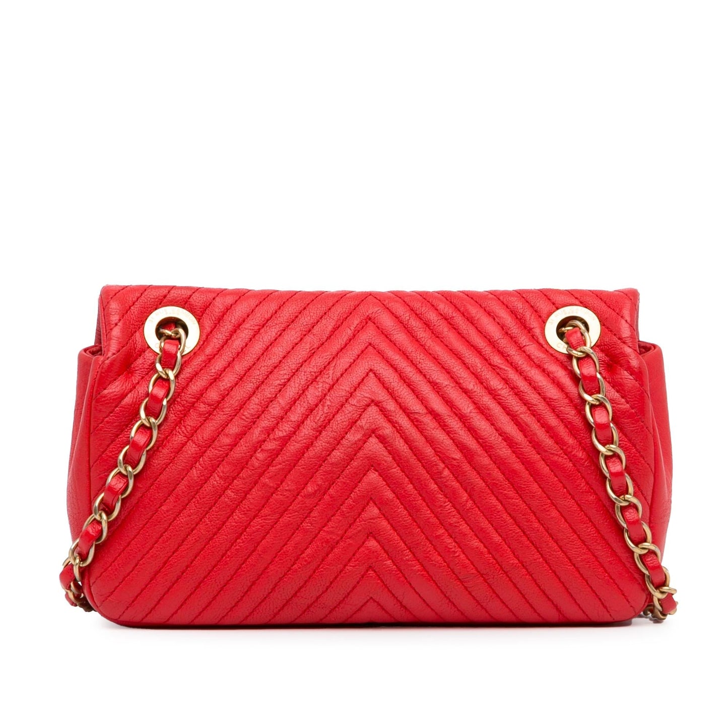 Chanel Medium Wrinkled Calfskin Quilted Chevron Medallion Charm Surpique Flap (SHG-U42TJR) Shoulder Bag