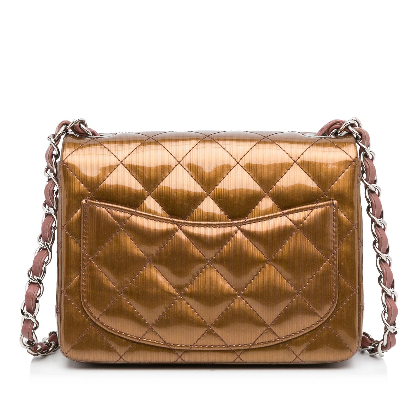 Chanel Mini Classic Square Patent Single Flap (SHG-nmtI7p) Shoulder Bag