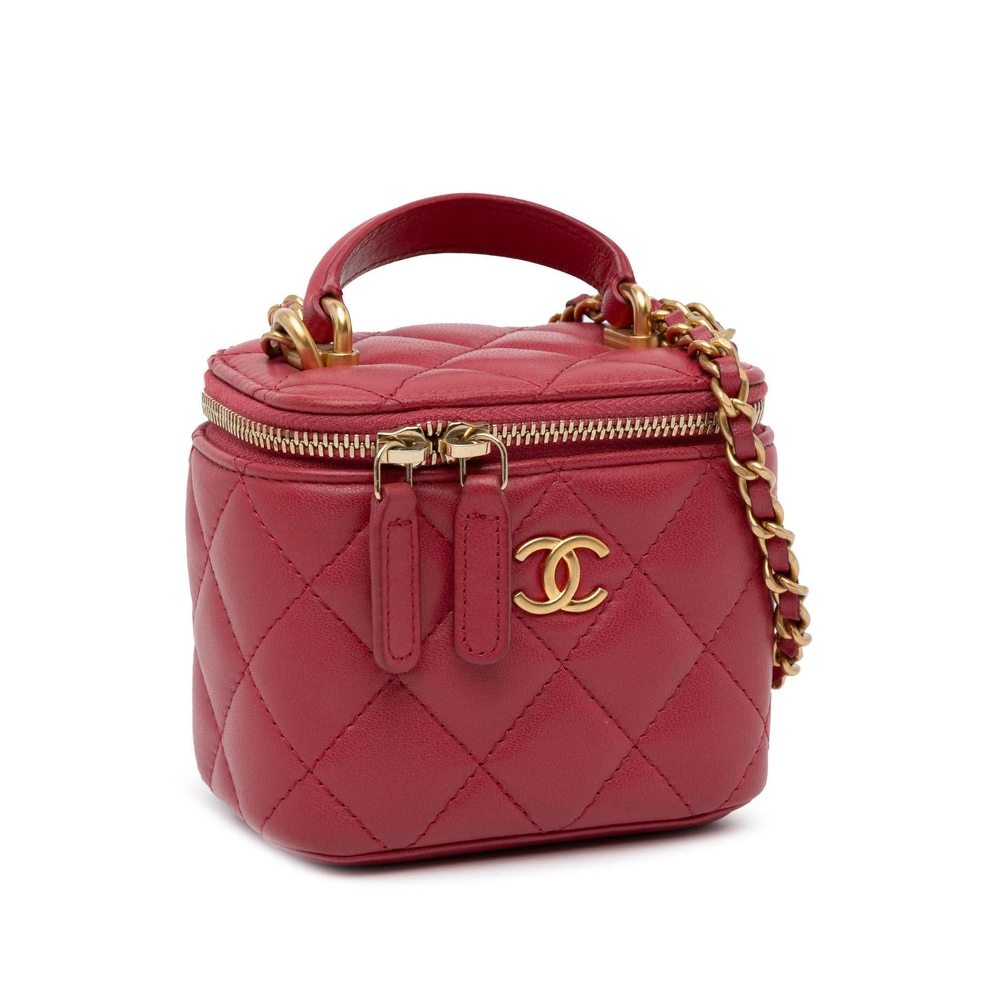 Chanel Mini Lambskin Top Handle Vanity Case with Chain (SHG-aE49jN) Handbag