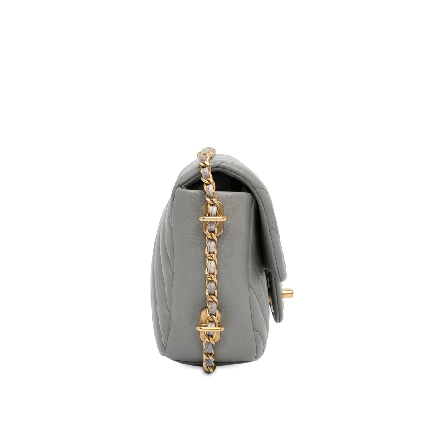 Chanel Mini Rectangular Chevron Lambskin Chain Around Flap (SHG-nJr512) Crossbody