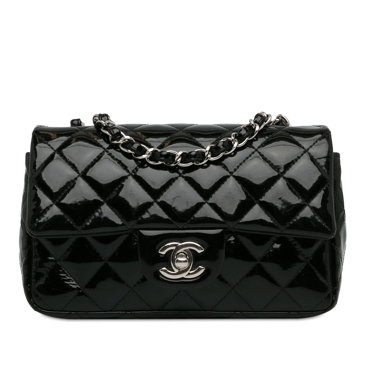 Chanel Mini Rectangular Classic Patent Single Flap (SHG-fnfHQ4) Crossbody