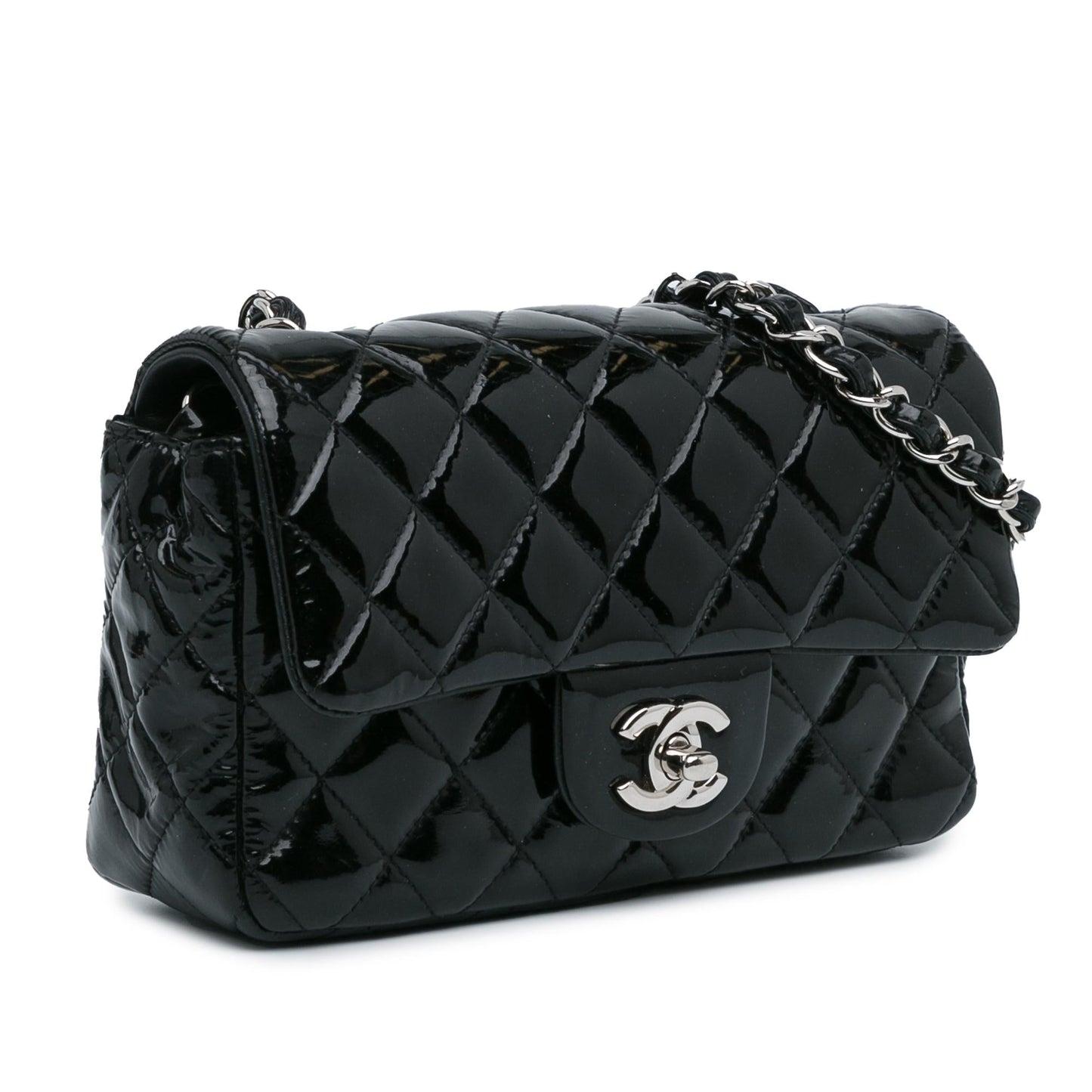 Chanel Mini Rectangular Classic Patent Single Flap (SHG-H2RONy) Crossbody