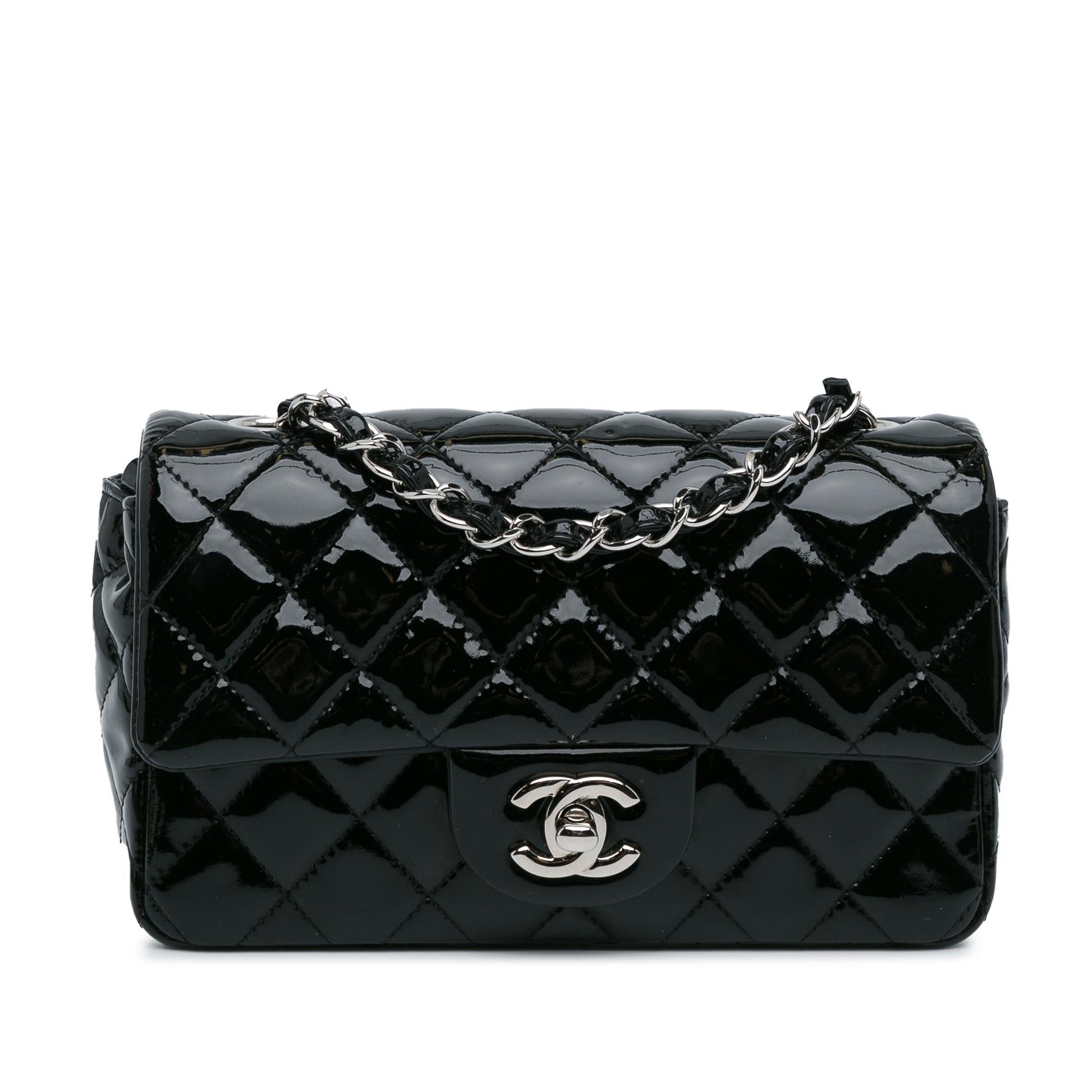 Chanel Mini Rectangular Classic Patent Single Flap (SHG-0ku6lp) Crossbody