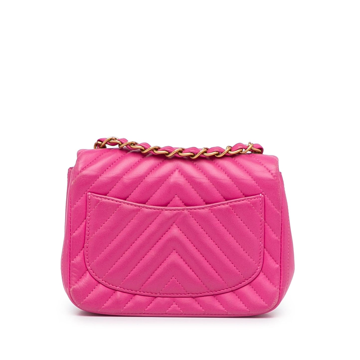 Chanel Mini Square Classic Lambskin Chevron Flap (SHG-dOMEPo) Crossbody