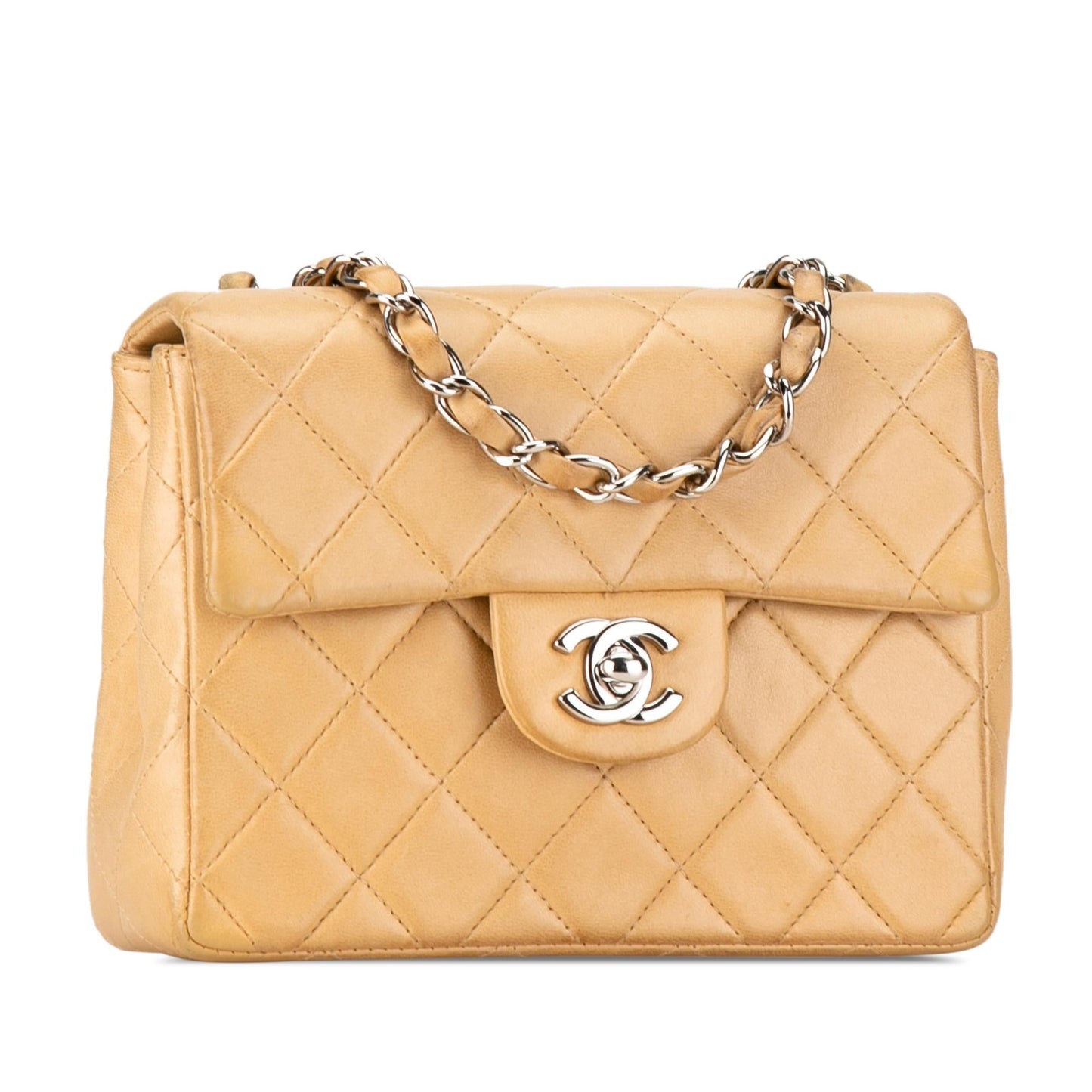 Chanel Mini Square Classic Lambskin Single Flap (SHG-jnohQq) Crossbody