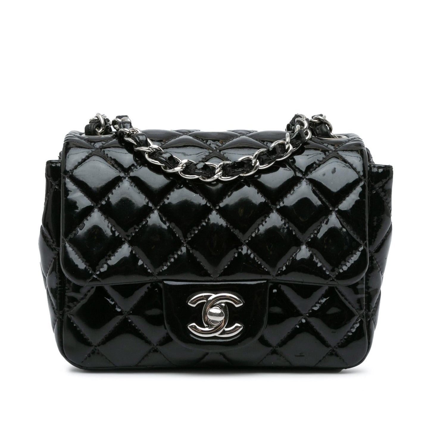 Chanel Mini Square Classic Patent Single Flap (SHG-vfasYd) Crossbody