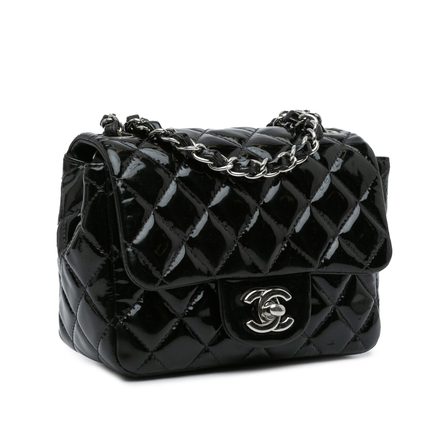 Chanel Mini Square Classic Patent Single Flap (SHG-vfasYd) Crossbody