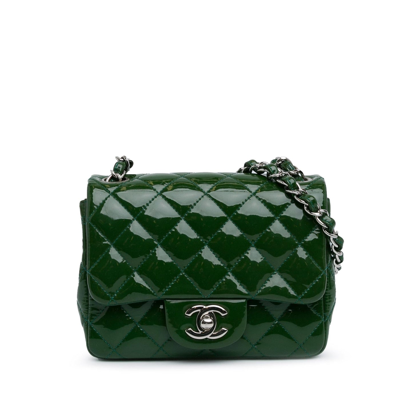 Chanel Mini Square Classic Patent Single Flap (SHG-kyvpJB) Crossbody