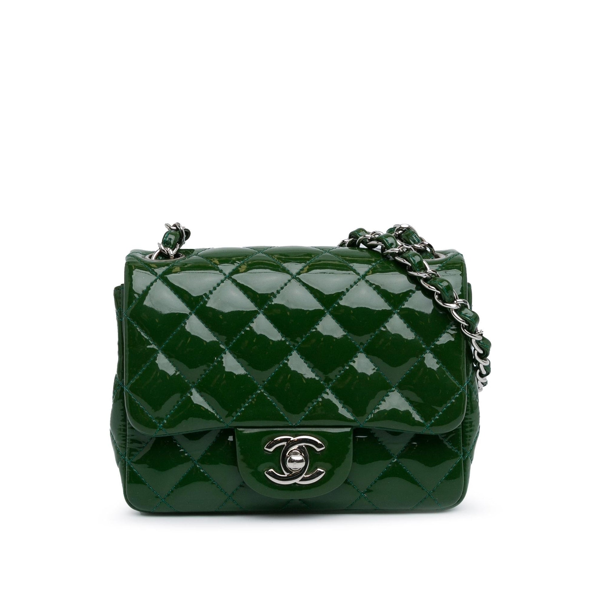 Chanel Mini Square Classic Patent Single Flap (SHG-kyvpJB) Crossbody