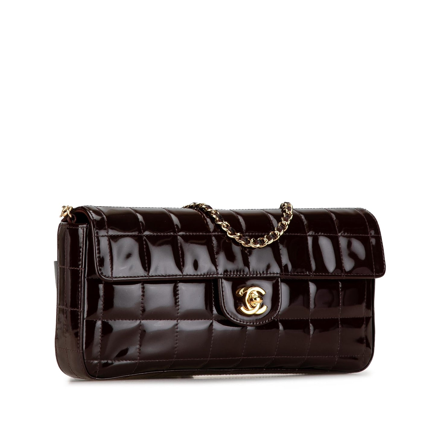 Chanel Patent Choco Bar East West Flap (SHG-0yHZCX) Shoulder Bag