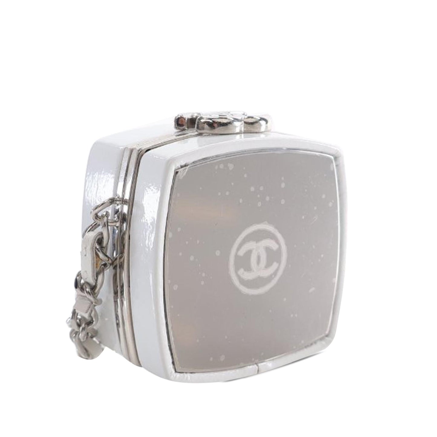Chanel Patent Goatskin Make-Up Box Clutch With Chain (SHG-3G4ymB)