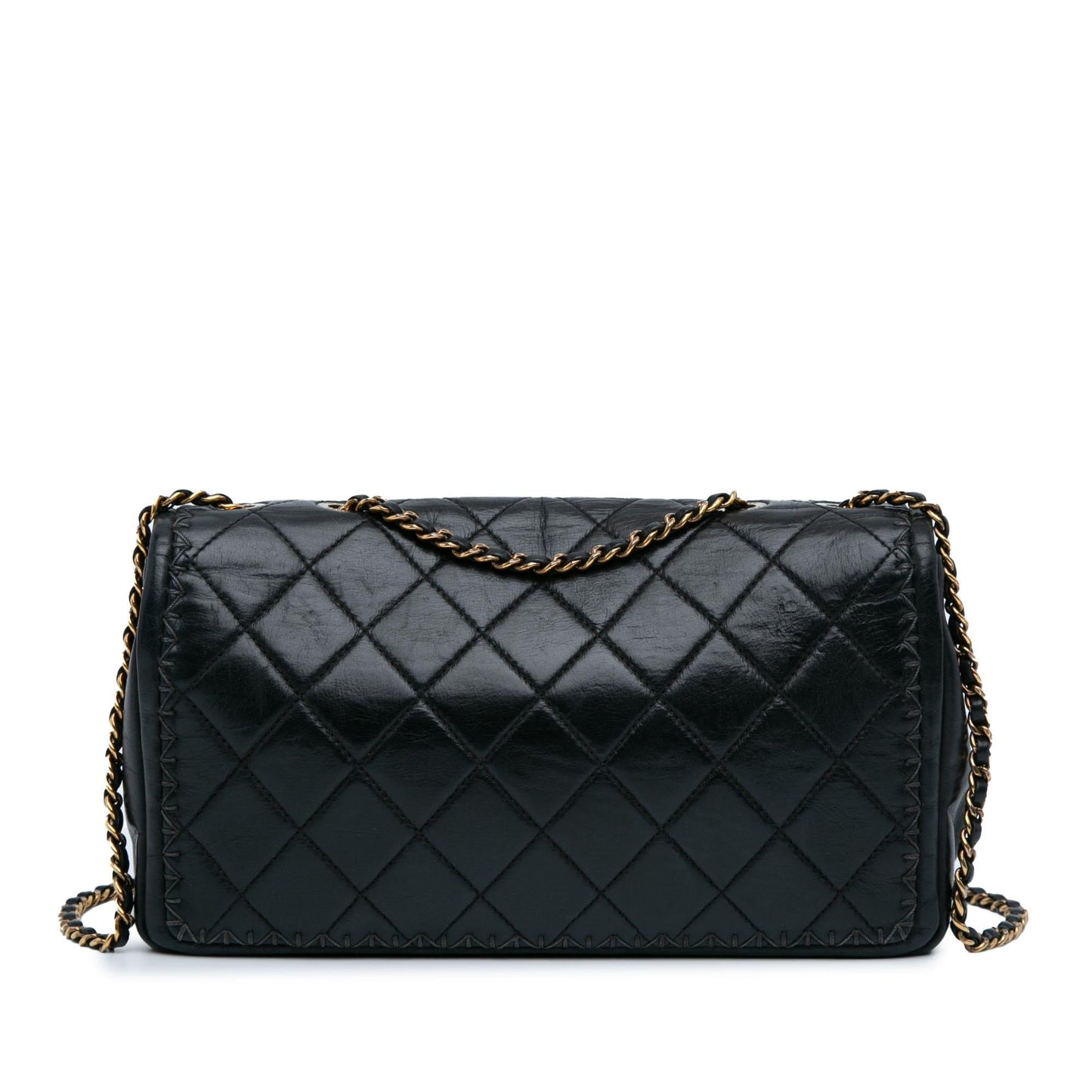 Chanel Quilted Lambskin Whipstitch Single Flap (SHG-OfzSAu) Crossbody