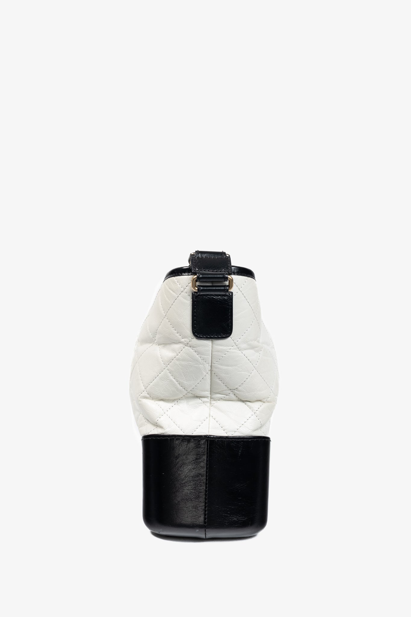 Chanel Medium Gabrielle Hobo White & Black Aged Calfskin Quilted-Leather Shoulder Bag