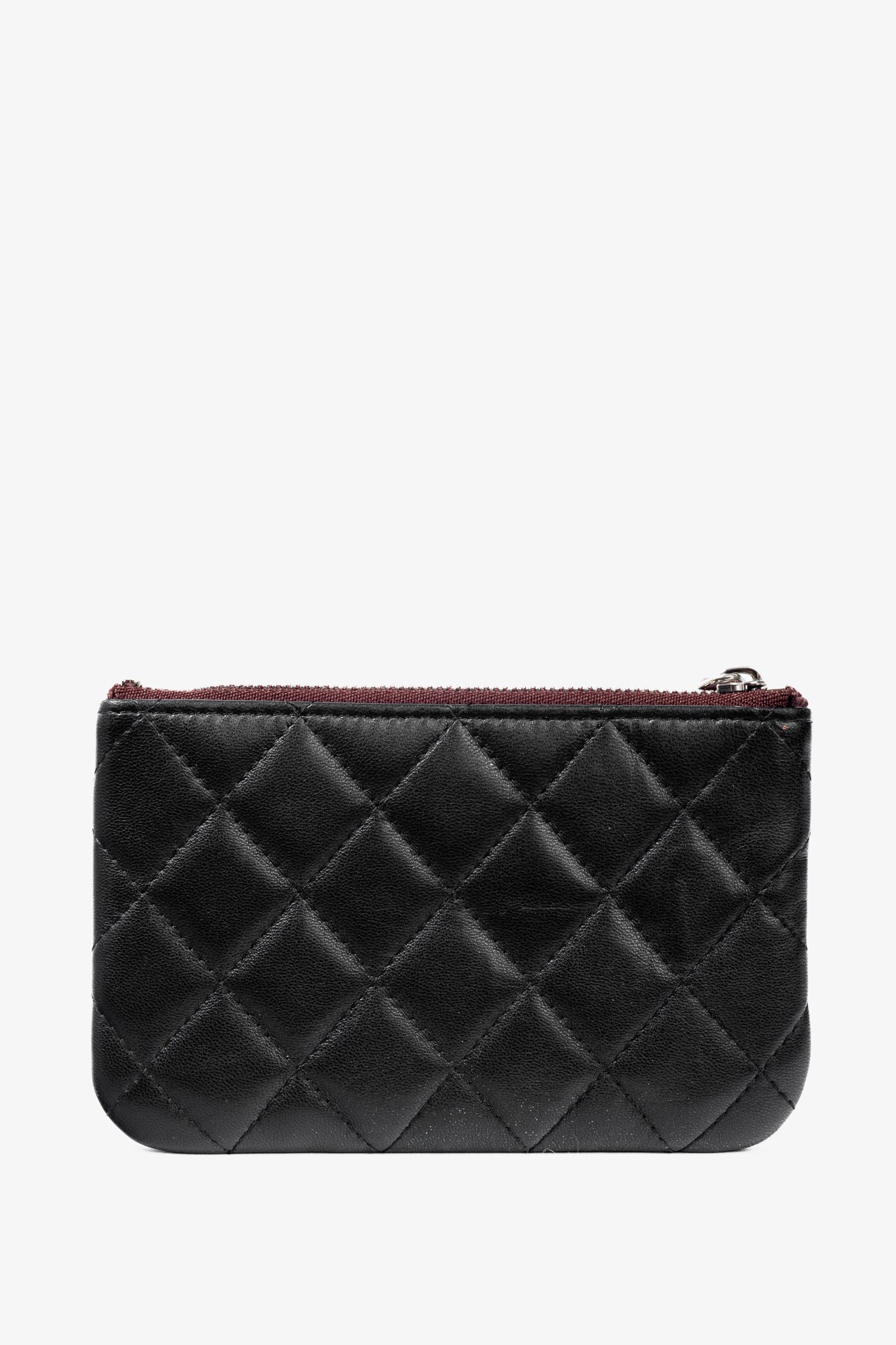 Chanel Black Lambskin Classic Zipped O Pouch Clutch