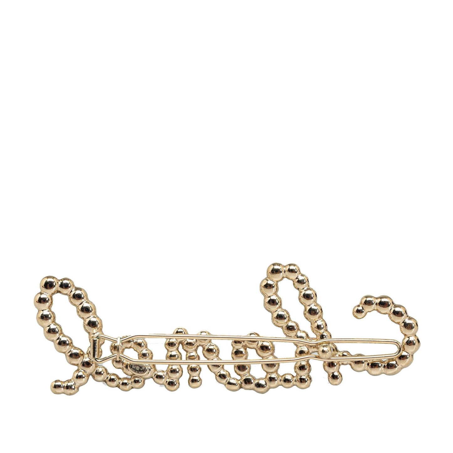 Chanel Rhinestone & Pearl Swirling Logo Barette (SHG-fwVacm) Handbag