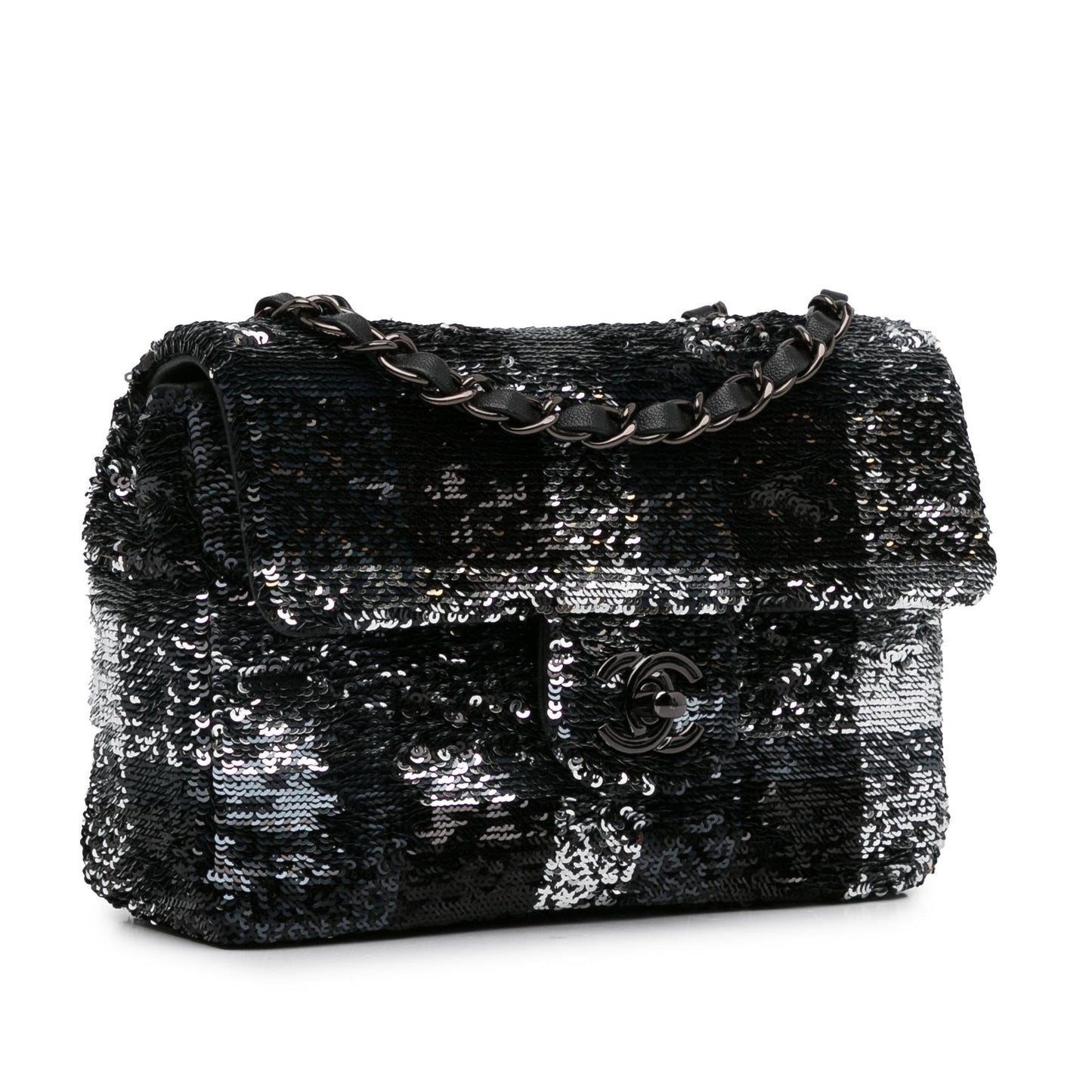 Chanel Sequin Plaid Single Flap (SHG-Ckya33) Shoulder Bag