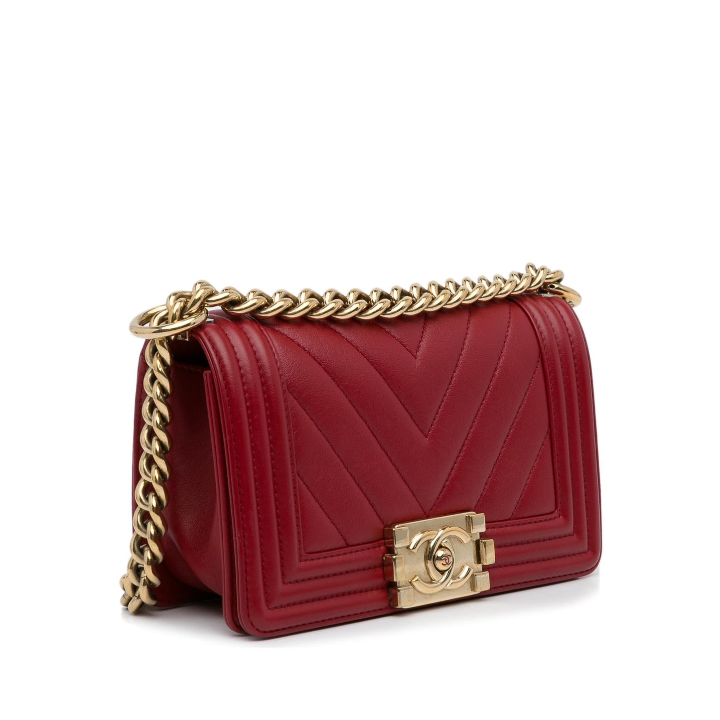 Chanel Small Calfskin Chevron Boy Flap (SHG-ZrUBHf) Crossbody