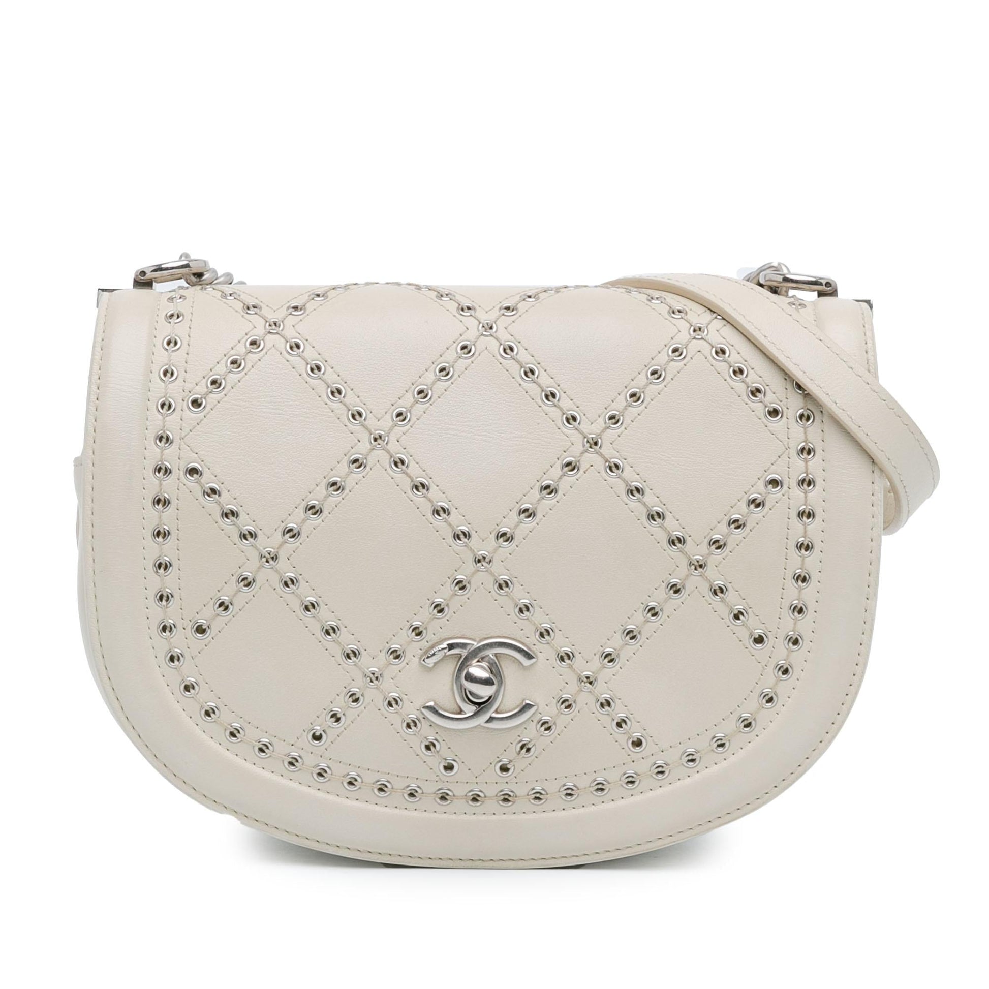 Chanel Small Calfskin Coco Eyelets Round Flap (SHG-J36UdW) Crossbody