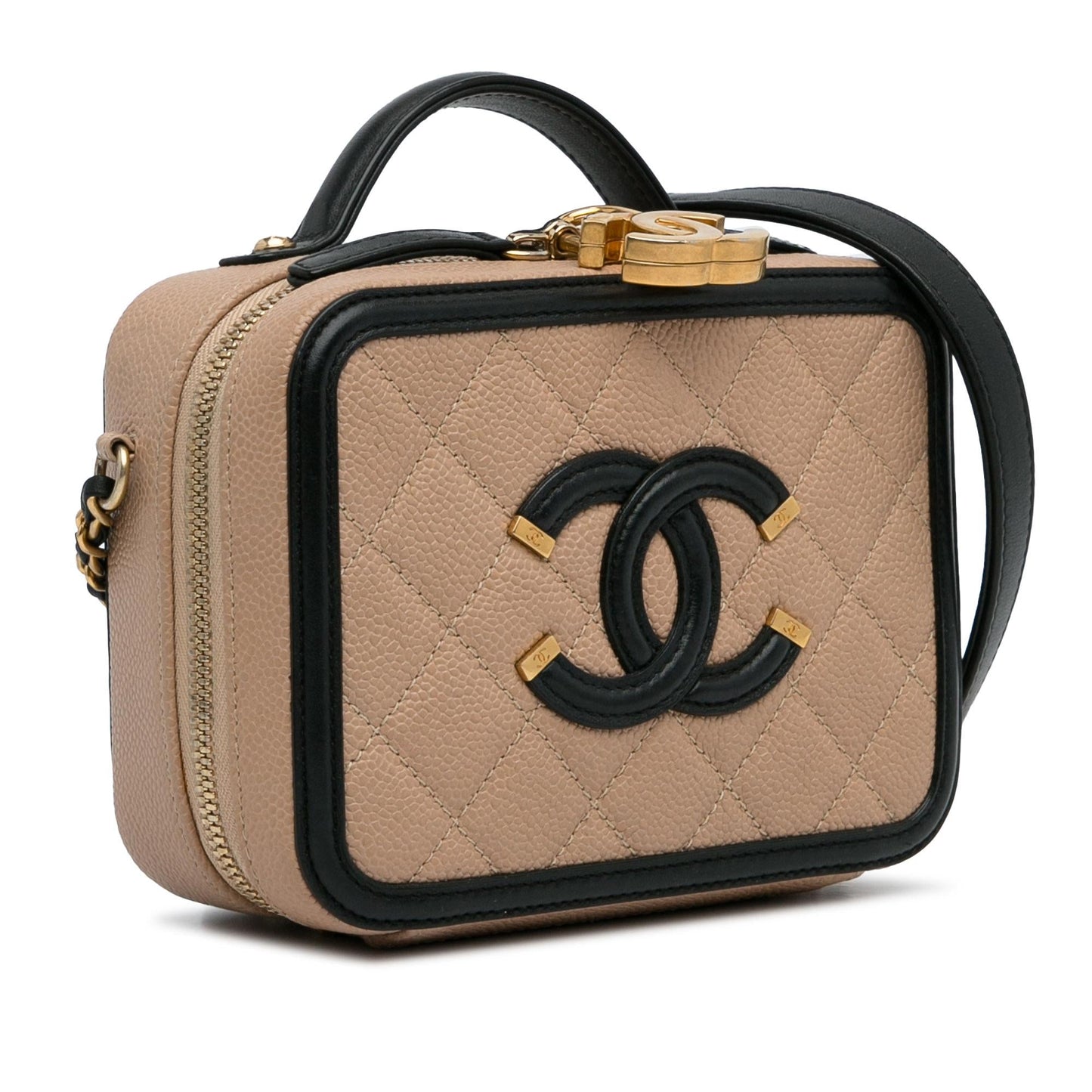 Chanel Small Caviar CC Filigree Vanity Case (SHG-c7hubE) Handbag