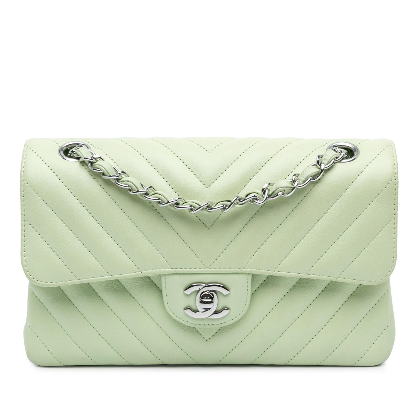 Chanel Small Classic Chevron Lambskin Double Flap Shoulder Bag