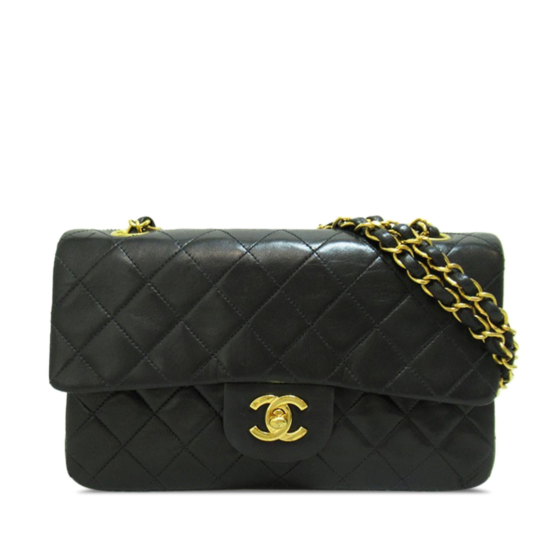 Chanel Small Classic Lambskin Double Flap (SHG-mjPAeK) Shoulder Bag