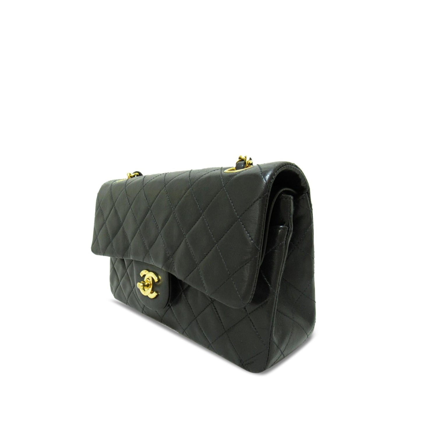 Chanel Small Classic Lambskin Double Flap (SHG-mjPAeK) Shoulder Bag