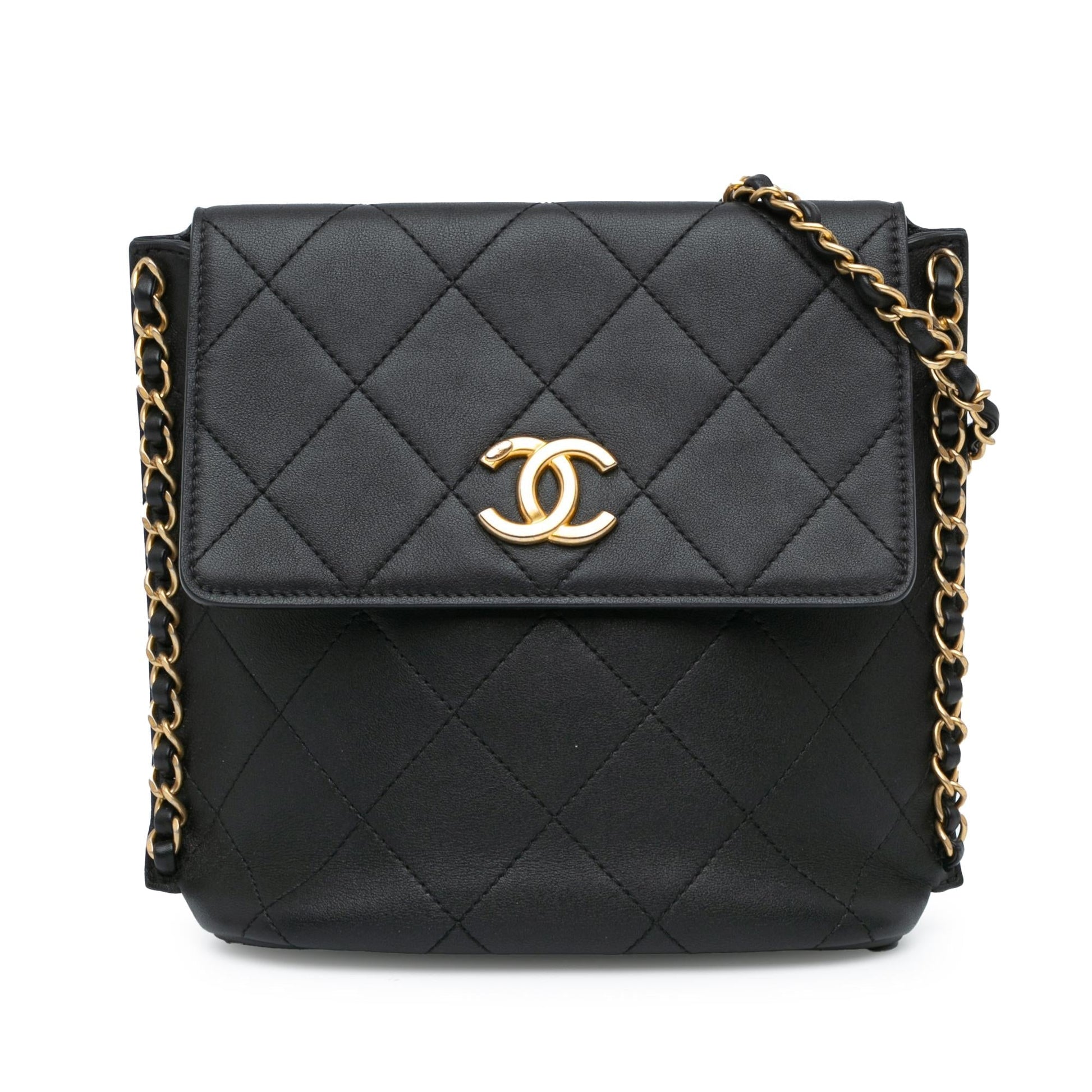 Chanel Small Quilted Calfskin Chain Hobo Flap Crossbody