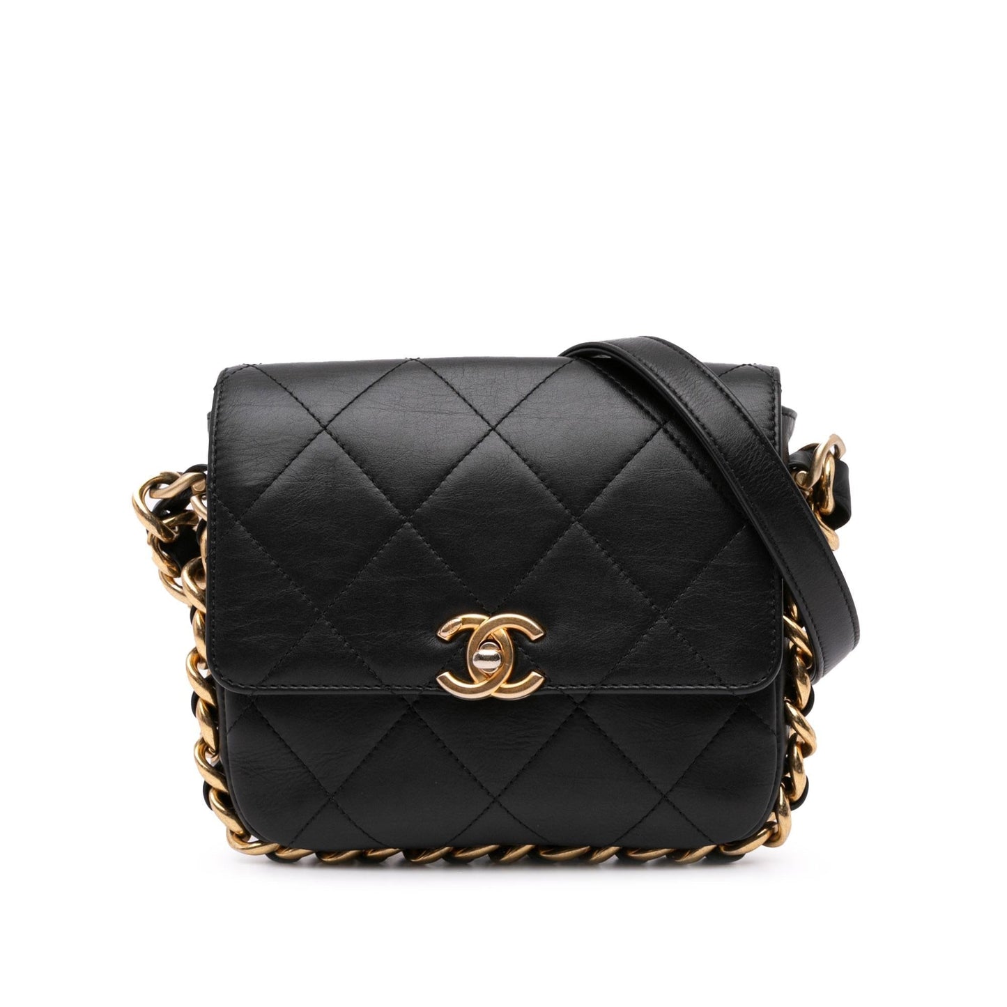 Chanel Small Quilted Calfskin Framing Chain Flap (SHG-KEPT2j) Crossbody