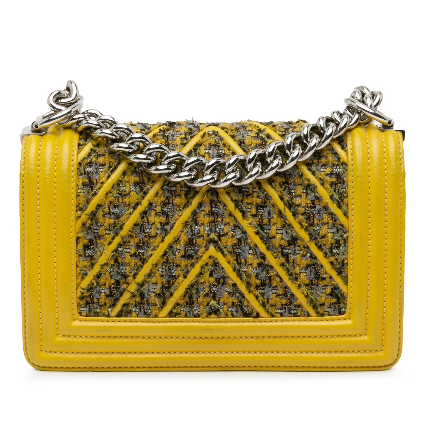 Chanel Small Tweed and Lambskin Chevron Boy Flap (SHG-6vNjyY) Crossbody