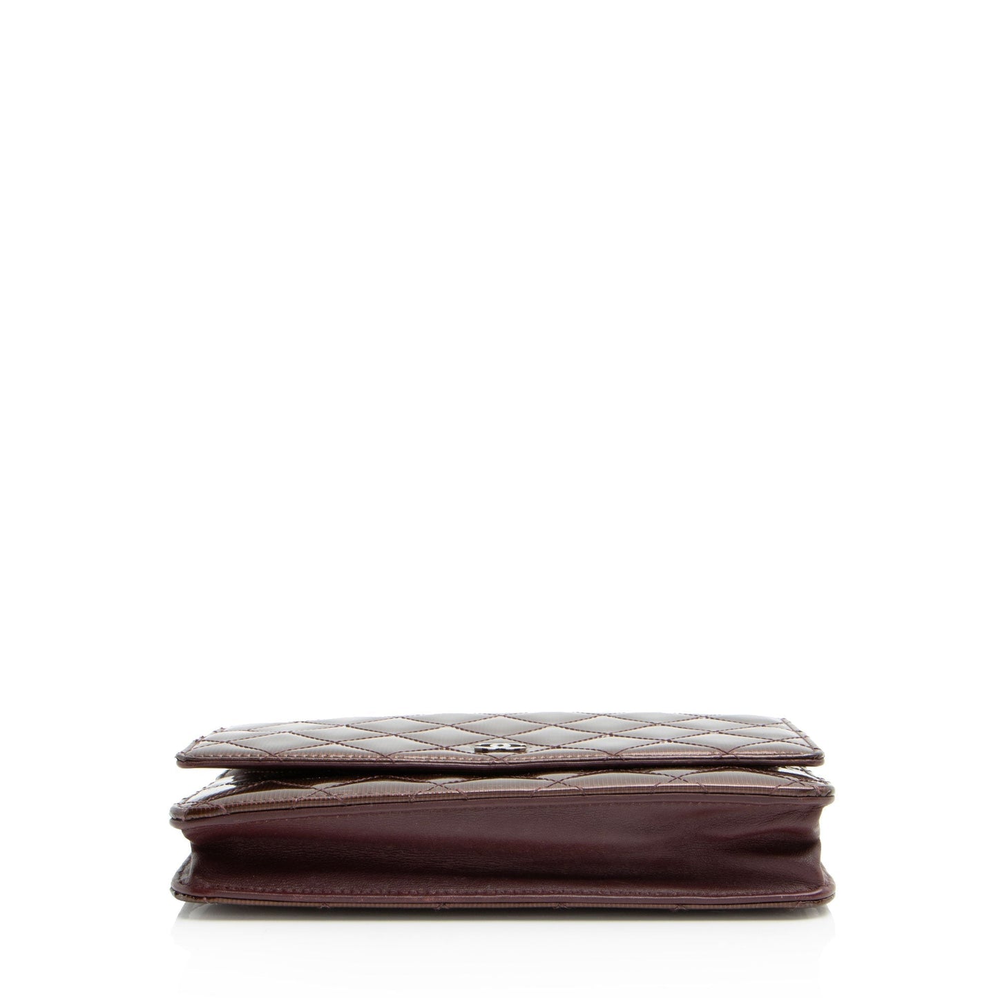 Chanel Striated Patent Leather Classic Wallet on Chain Crossbody