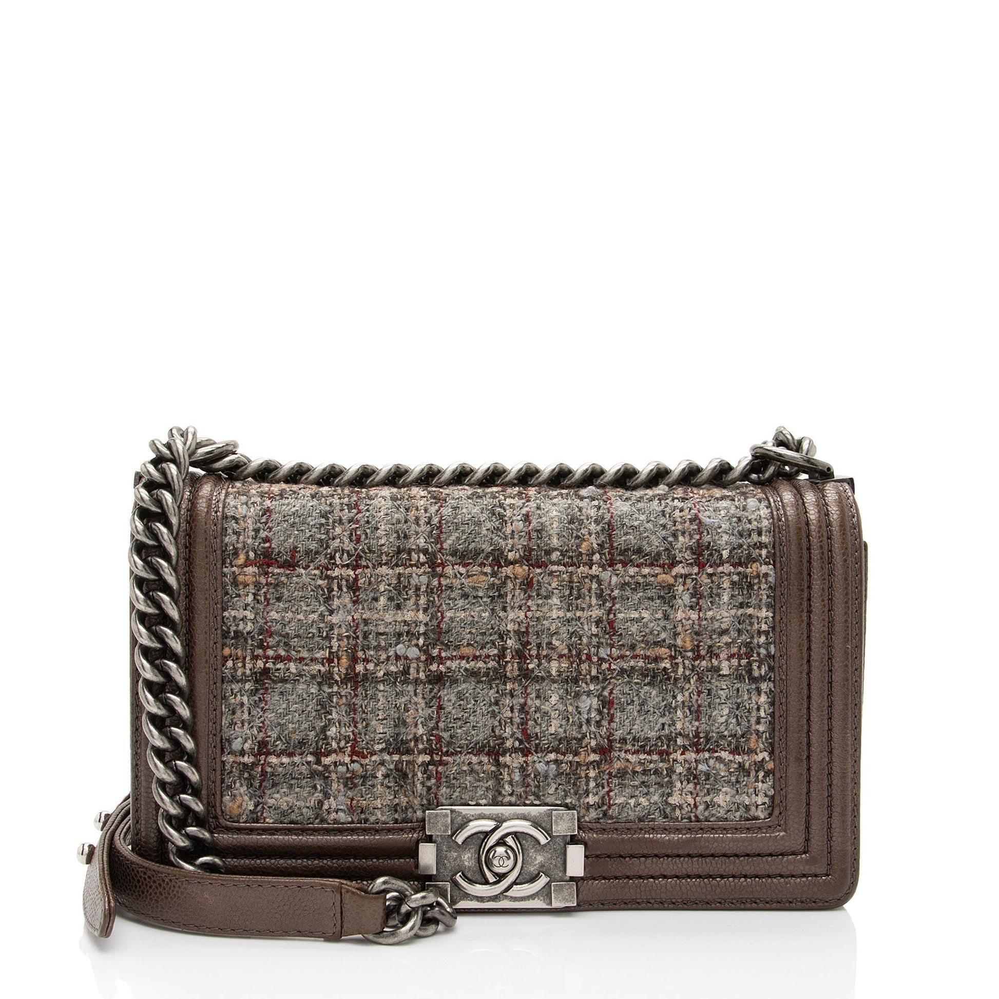 Chanel Tweed -Edinburgh Old Medium Boy Bag (SHF-PnHCww)