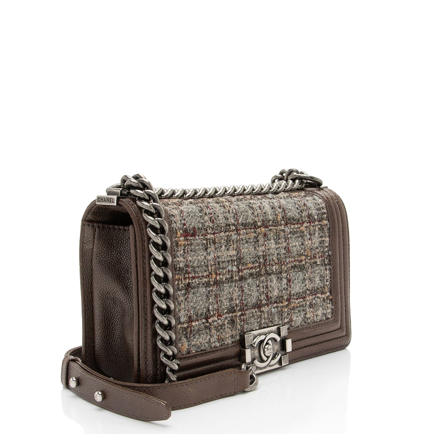 Chanel Tweed -Edinburgh Old Medium Boy Bag (SHF-PnHCww)